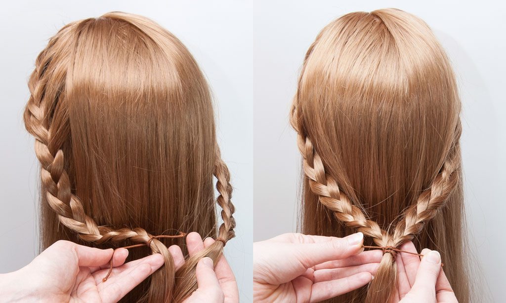 braids tied off with elastics