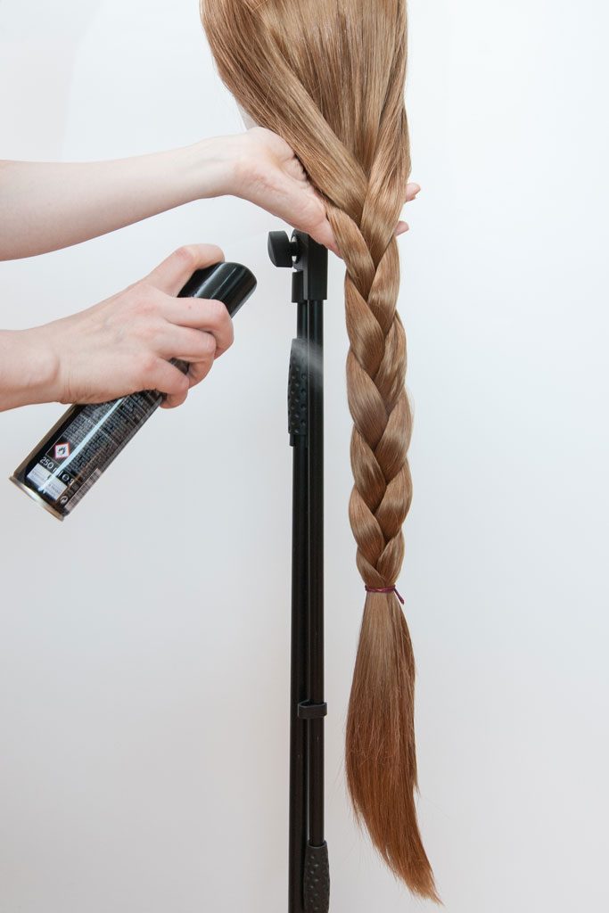 braided wig with hairspray