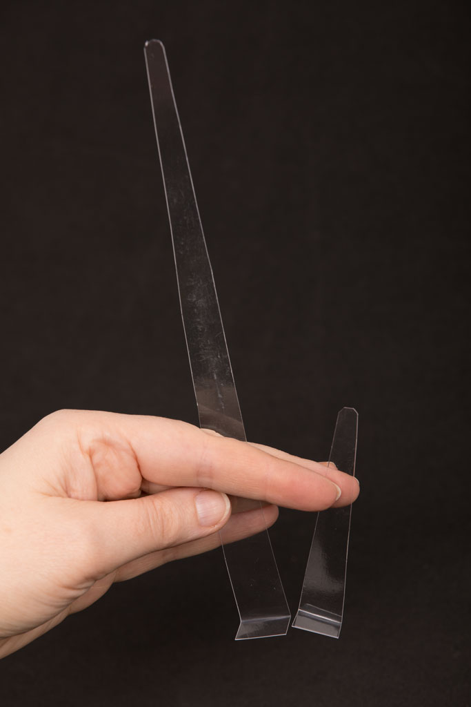two strips of clear plastic